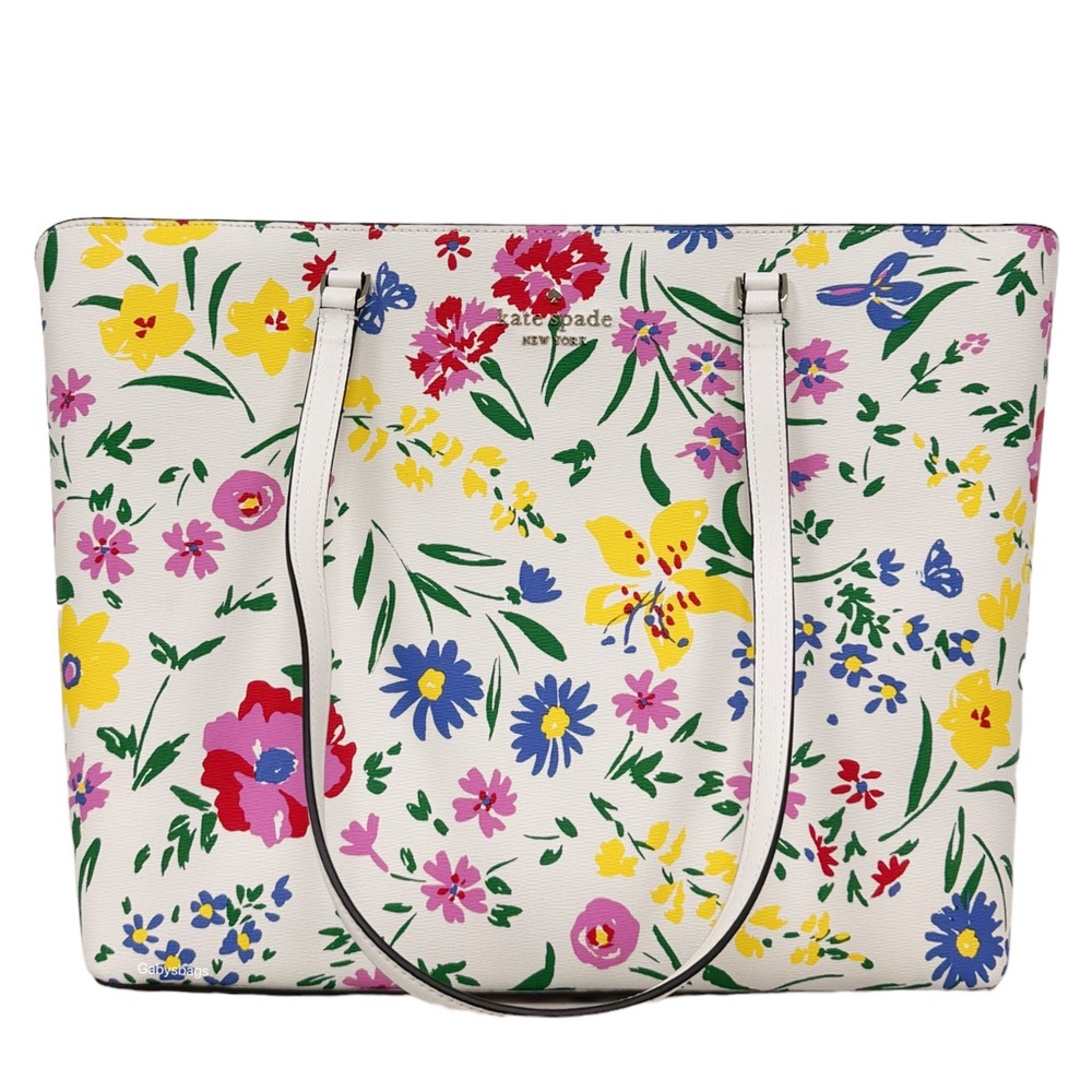 Kate Spade Perfect Large Top Zip Tote Garden Bouquet Floral Cream Multi - Picture 2 of 9